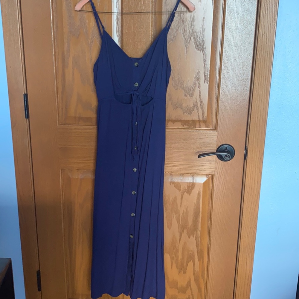 Navy blue calf length dress